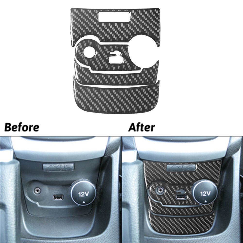 7Pcs Carbon Fiber Interior USB/AUX Input Cover Trim for Ford Fiesta 2011-2015
