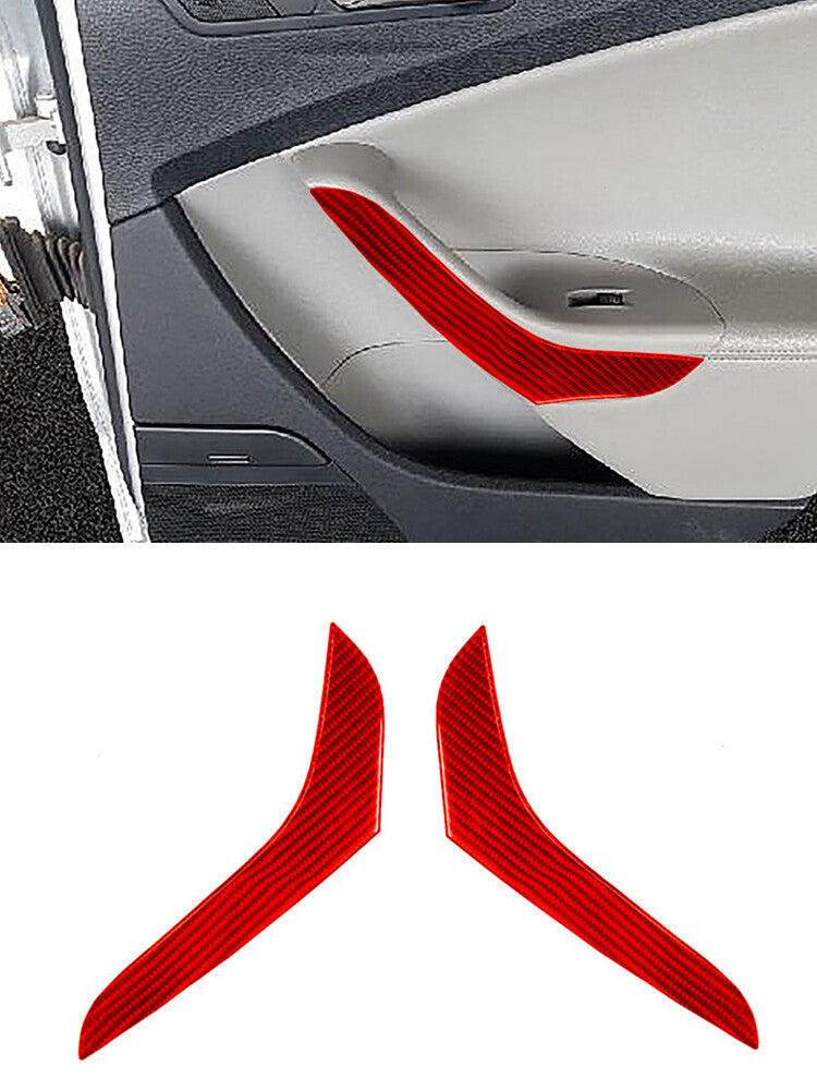 2Pcs Rear Door Handle Trim Cover Interior Carbon Fiber for VW for Passat 2006-11 Red