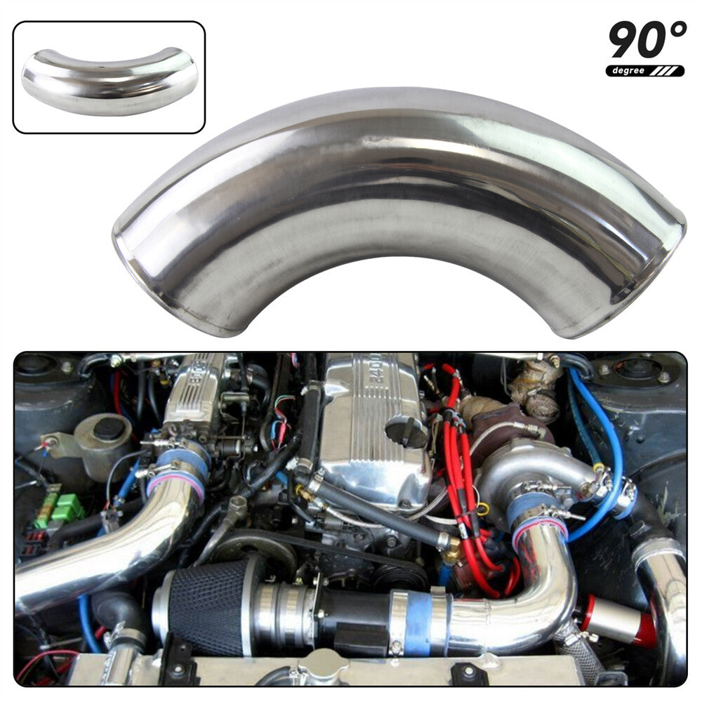 90 Degree 102mm 4 Aluminum Intercooler Intake Pipe Piping Tube Hose Silver