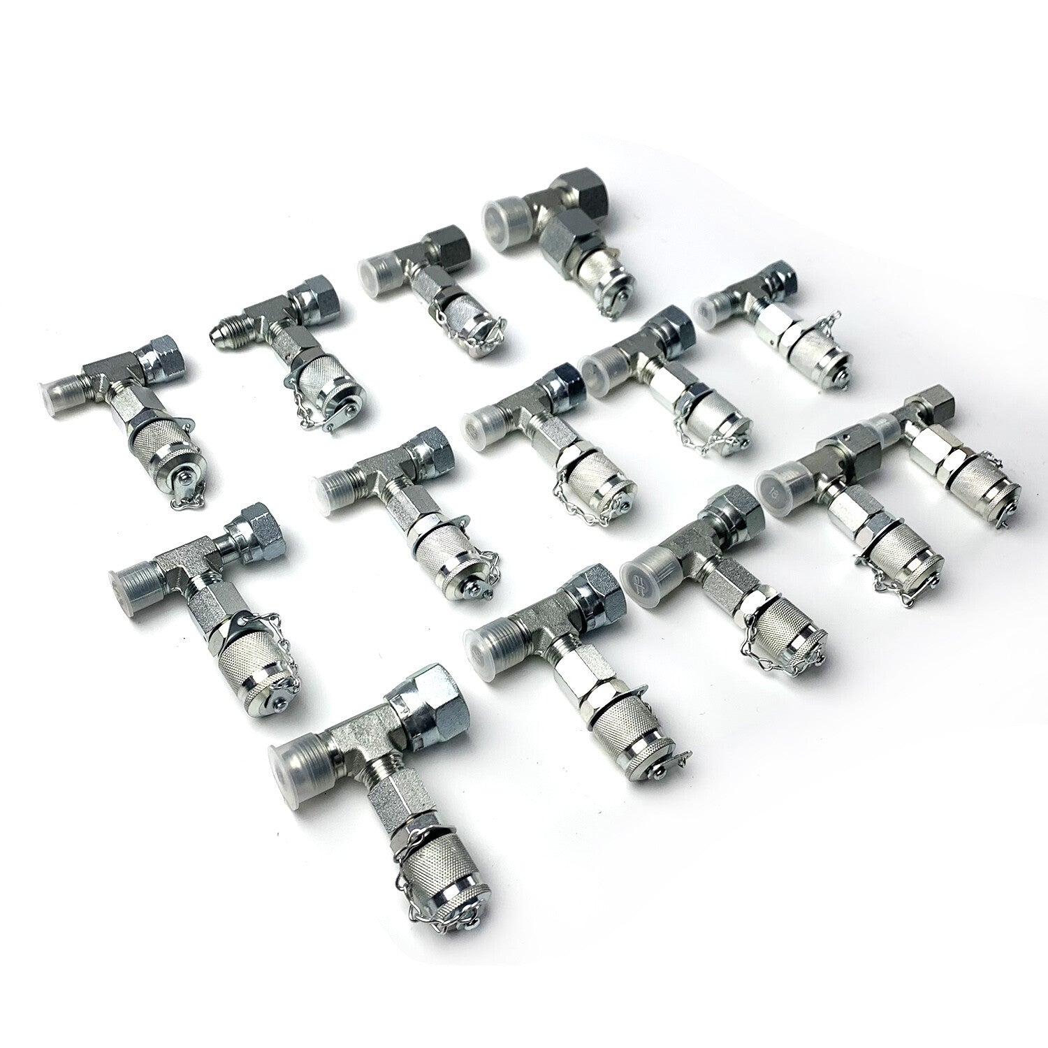 14Pcs Tee Fittings Connector Set For Hydraulic Pressure Gauge Test Tool Kit