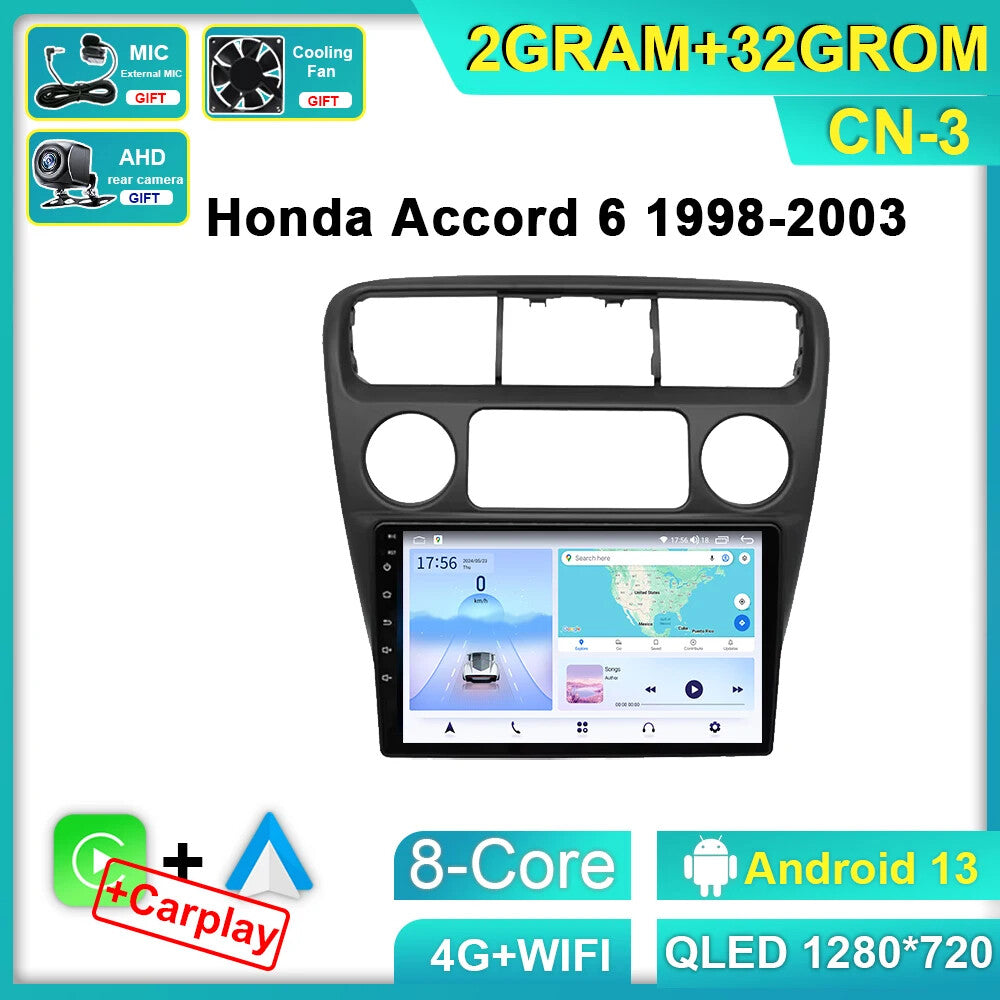 for Honda for Accord 6 1998-2003 Android CarPlay Car Radio GPS Video Player Screen