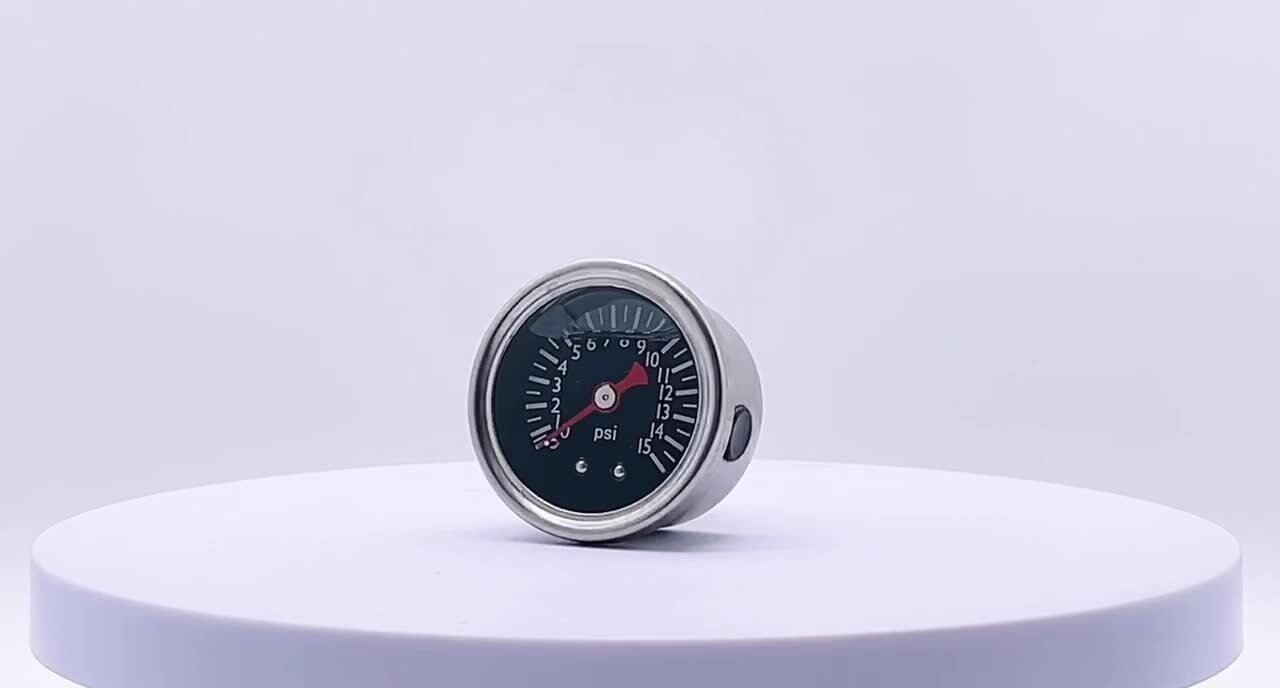 1.5 Dial Universal Fuel Pressure Gauge Liquid 0-15psi Pressure Gauge 1/8 NPT