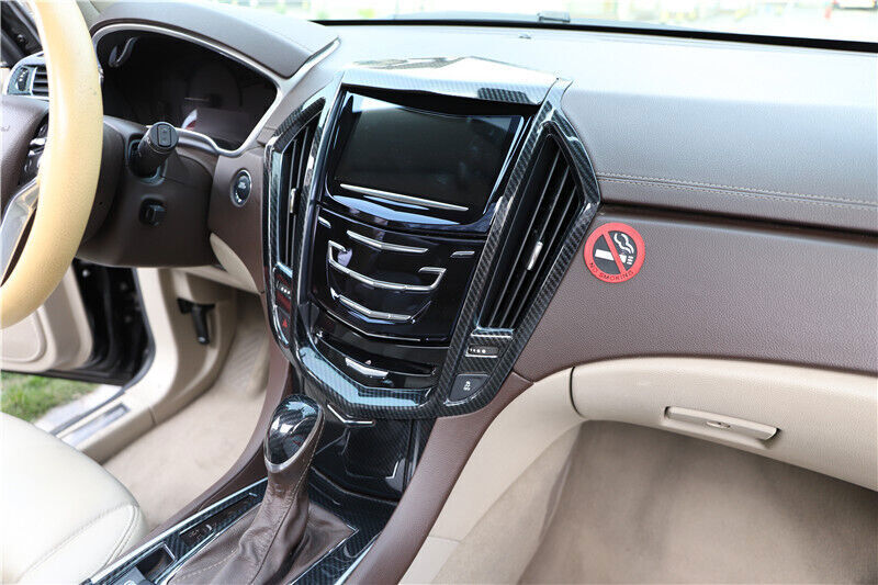 for Cadillac SRX 13-2015 Carbon Fiber Middle Console Navigation Panel Frame Trim
