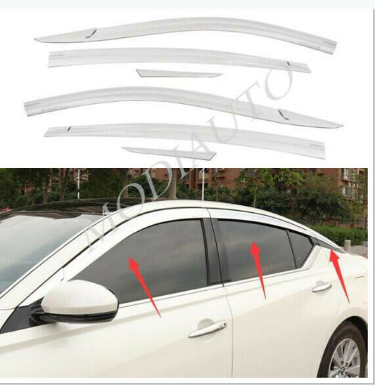 for Nissan Altima 2019-2022 Chrome Window Visor Vent Shades Sun Rain Guards 6P