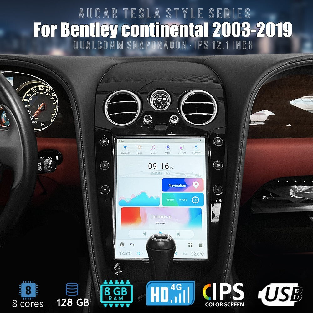 Android 11 for Tesla Vertical Screen GPS Radio 128GB for Bentley Flying Spur 2003-19