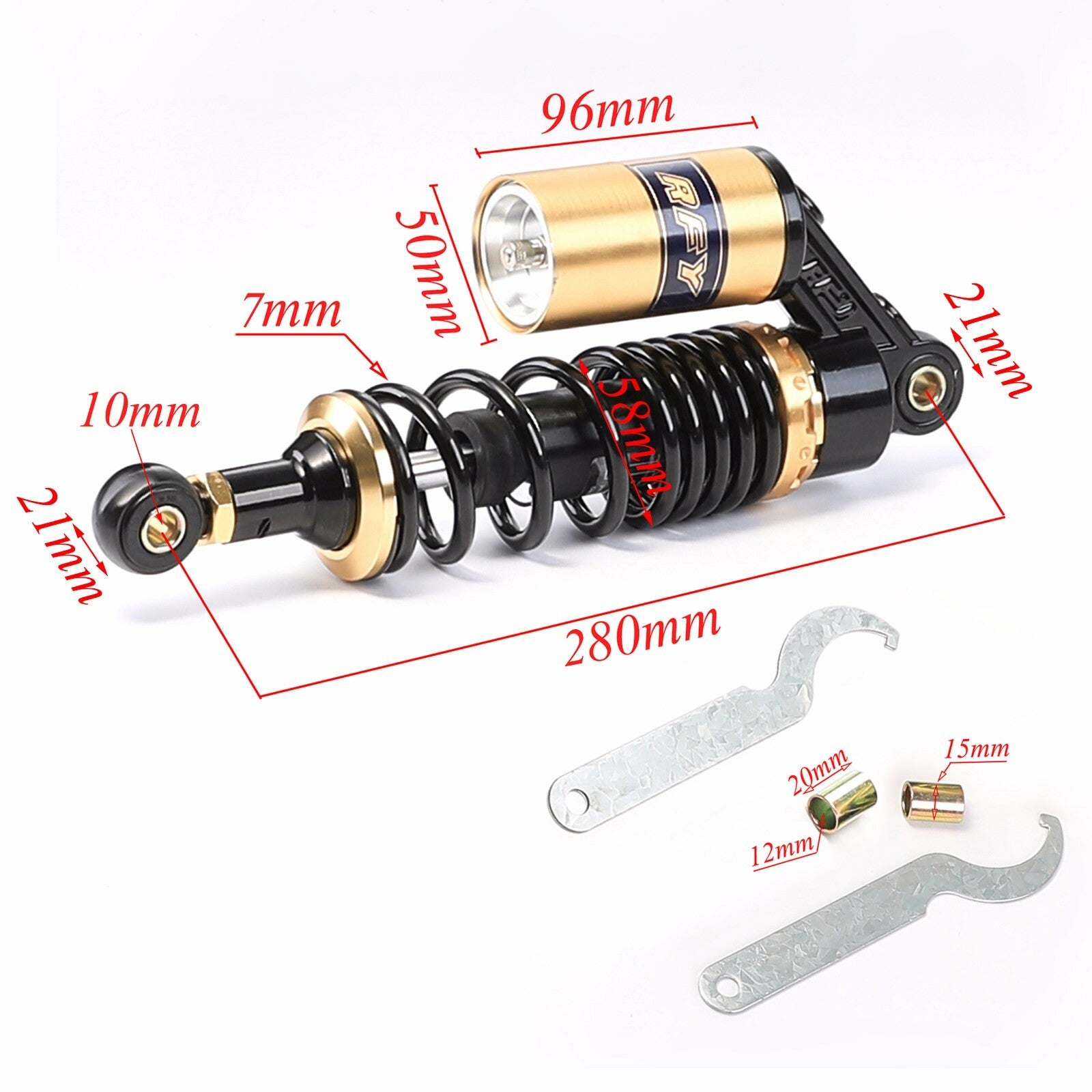 2-Piece 11-inch 280mm Rear Air Shock Adjustable Motorcycle for Mini Bike All-Terrain Vehicle Four-Wheeler