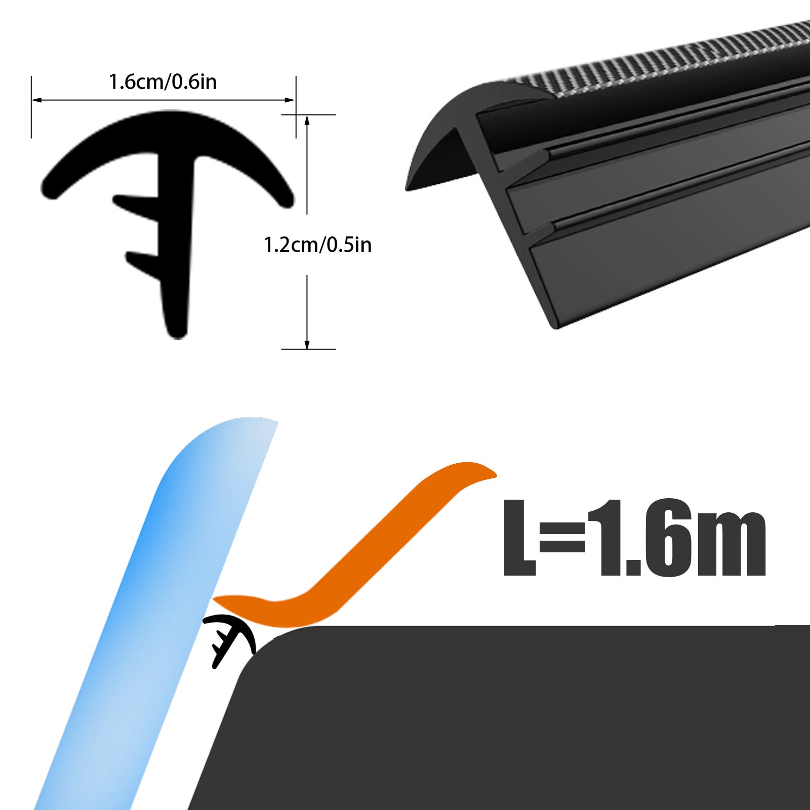 US Fiber Rubber Soundproof Filling Sealing Strip Gap For Car Dashboard 1.6m