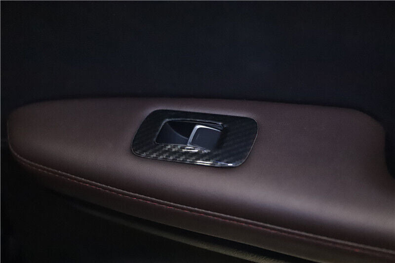 Glass Window Lifting Lock Panel Trim 4 for Lexus RX 2016-20 Black Carbon Fiber