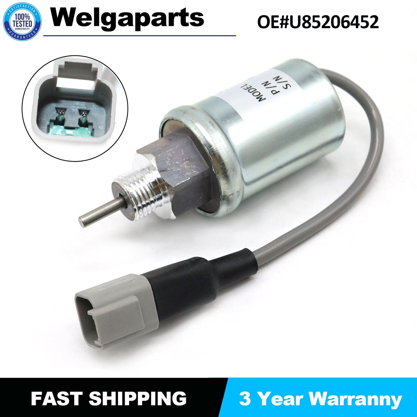 1xElectrical Shut Off Solenoid U85206452 For Perkins 402D 403D 404D 404C 403C