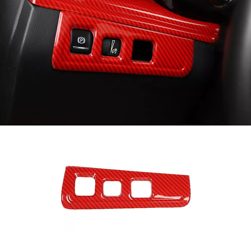 for Cadillac XT5 2017-24 Red Carbon Fiber Headlight Control Button Frame Trim 1P