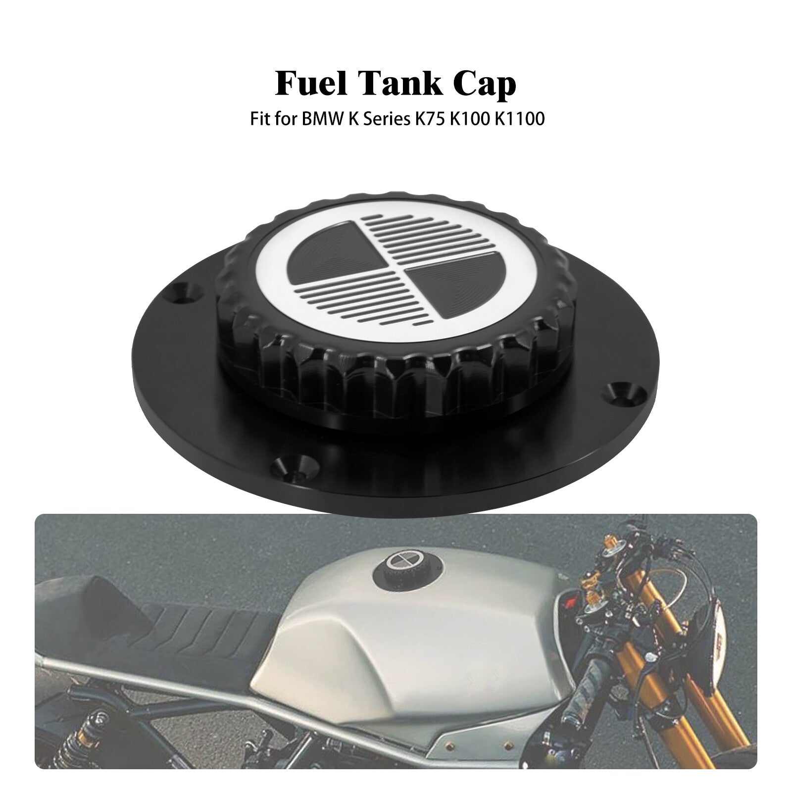 Gas Feul Tank Cap Oil Tank Black Petrol Cap Cover Fit for BMW K1 K75 K100 K1100