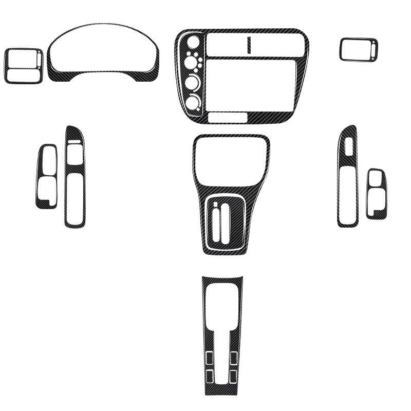 17Pcs Carbon Fiber Interior Full Set Cover Trim Kits for Honda for Civic 1999-2000