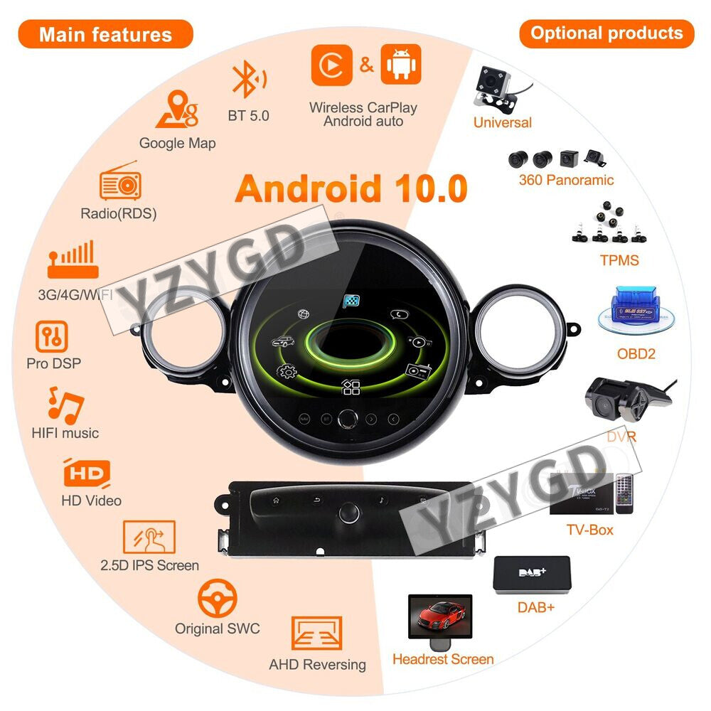 for BMW for Mini Cooper R56 R60 2007-2014 Android Car Radio 2Din Receiver 64G Stereo