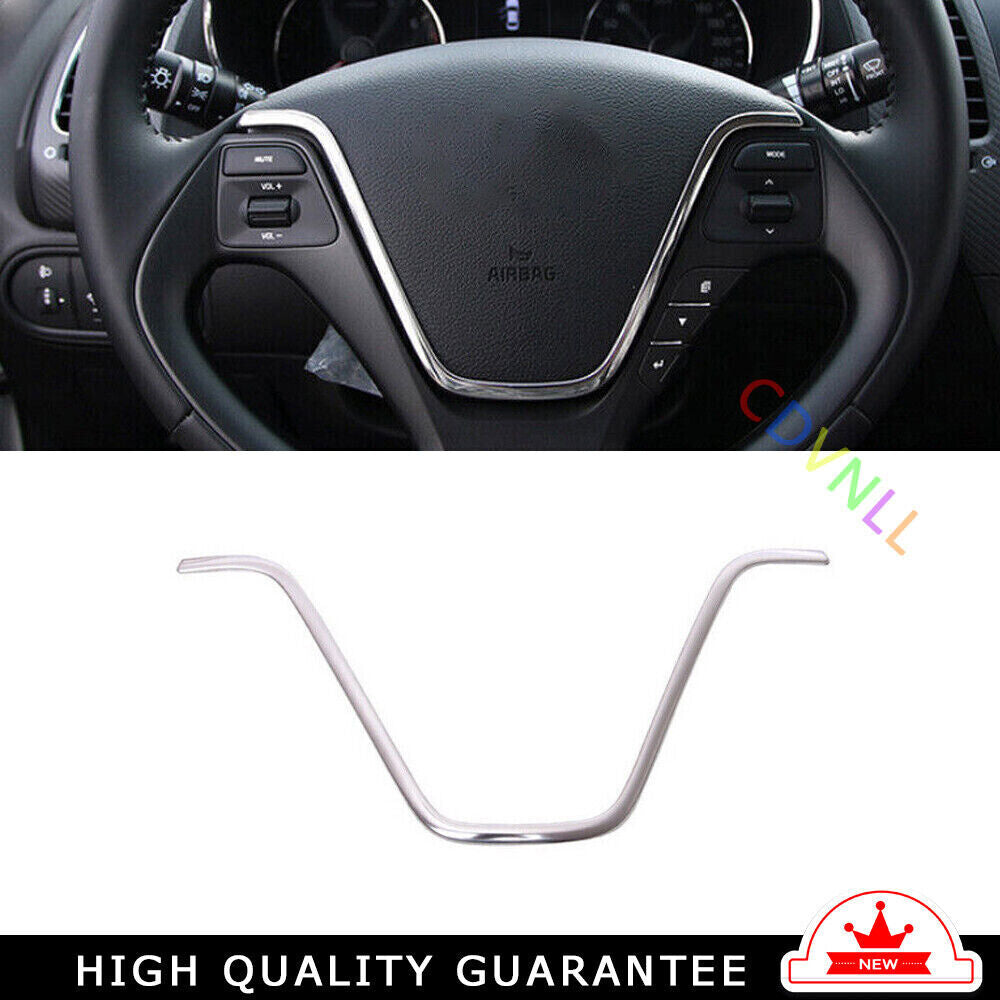 Steering Wheel U Type Strip Cover Trim for Kia K3 Forte 2014-2018 Chrome Steel