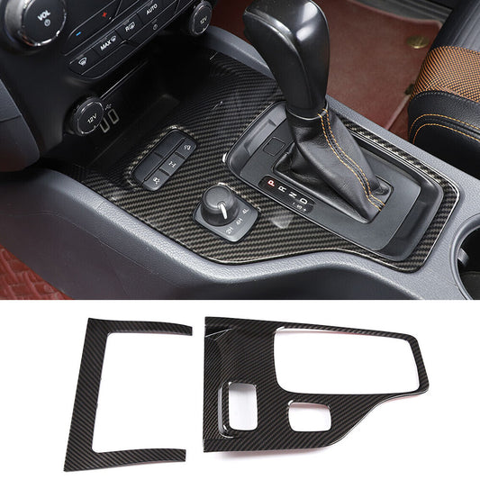 2¡ÁCarbon Fiber ABS Central Control Gear Shift Panel Trim for Ford Ranger 2015-22