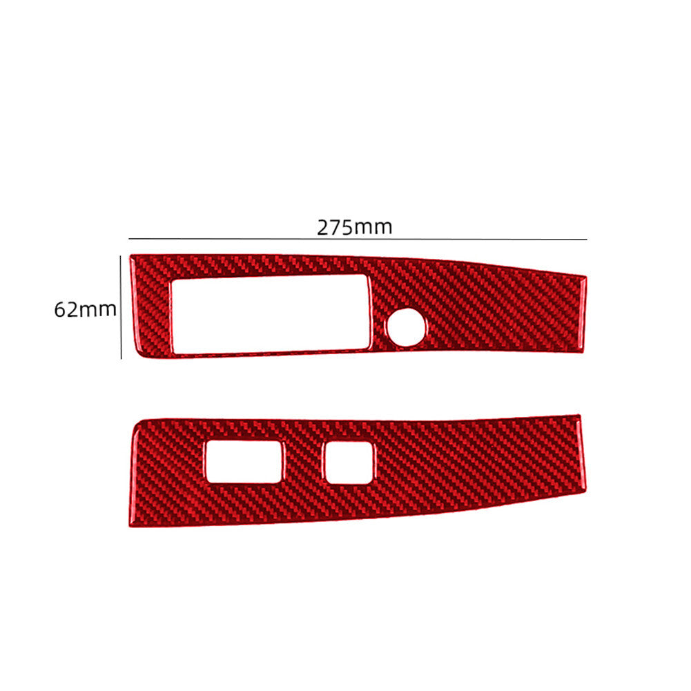 2X Red Carbon Fiber Front Window Control Cover Trim for Toyota Tacoma 2016-2021