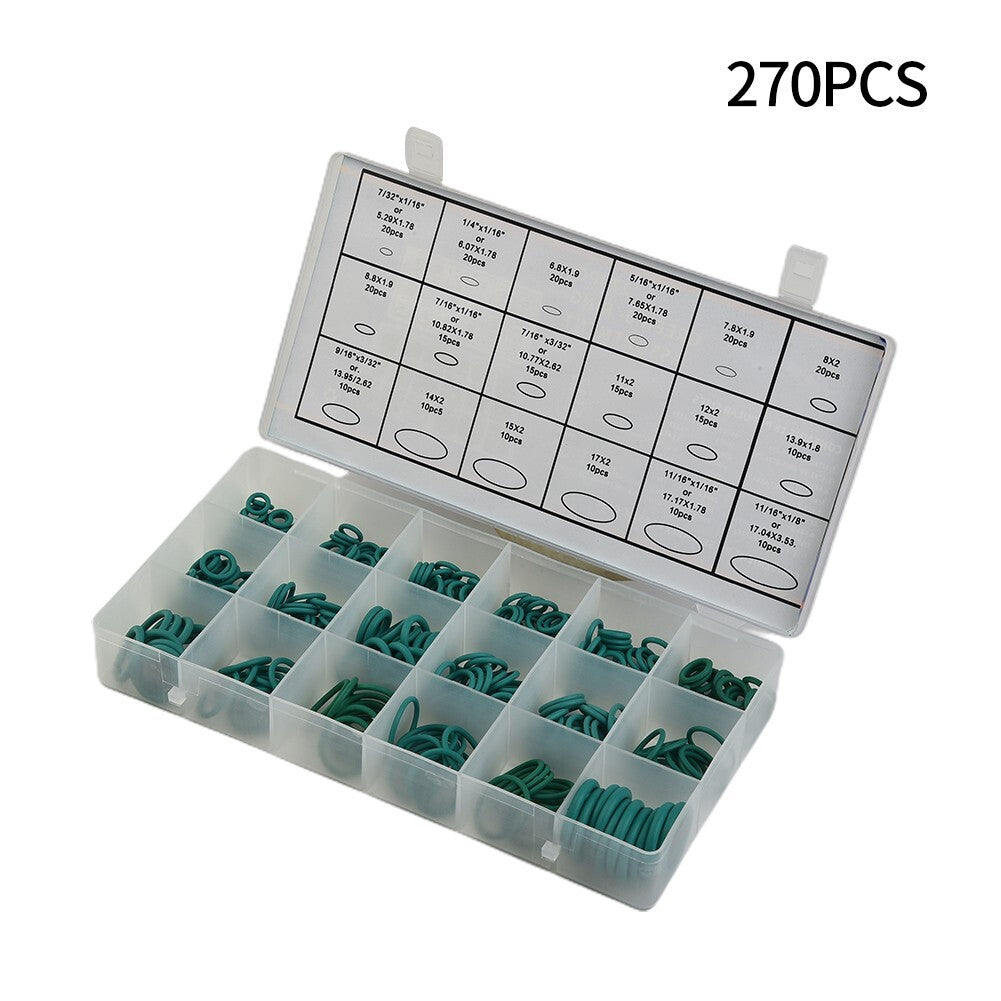 270pcs 18-Sizes Kit Air Conditioning Seal O Rings Car Auto Vehicles Repair Set