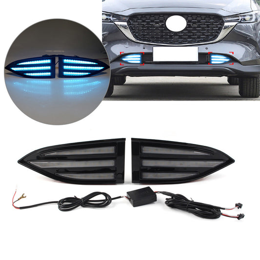 for Mazda CX-5 2022-2023 Light DRL Fog Lamp With Yellow Turn Signal Night Blue