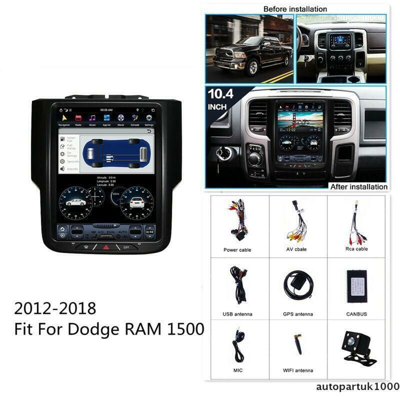 Android 9.0 Fit For 12-18 for Dodge for RAM 1500 Stereo Radio GPS NAVIGATION 10.4 WiFi