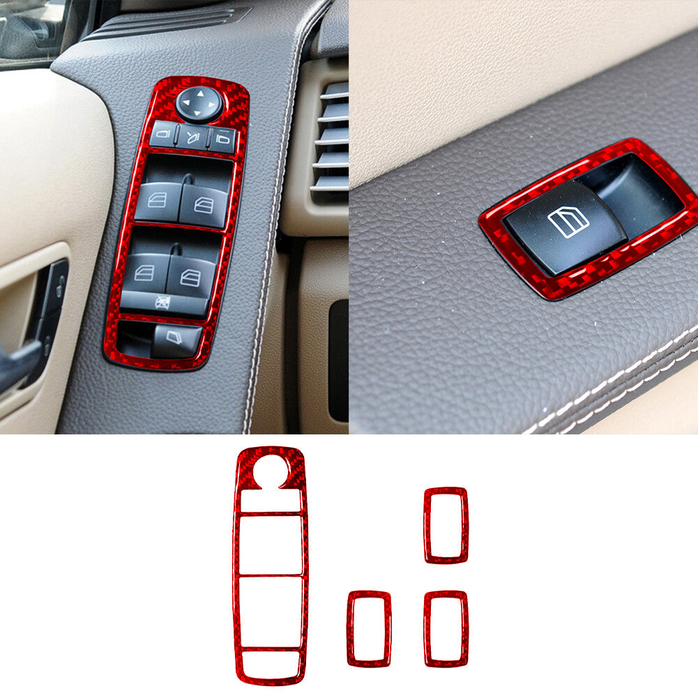 Red Carbon Fiber Full Interior Kit Cover Trim for Mercedes-Benz R-Class 2009-12