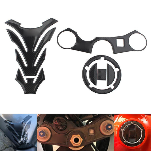 Real Carbon Fiber 3D Carbon Fuel Tank Pad Stickers Decals For GSXR 1000 750 600