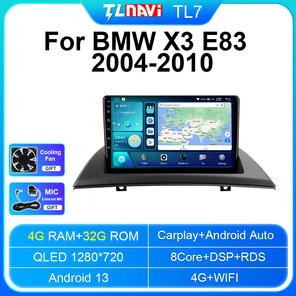 Android Auto Car Radio Screen for BMW X3 E83 2004-2010 CarPlay GPS Video Player