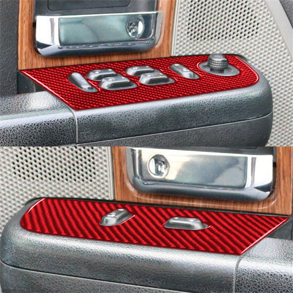 Red Carbon Fiber Window Lift Switch Button Panel Cover for Ford F150 FX4 2004-08