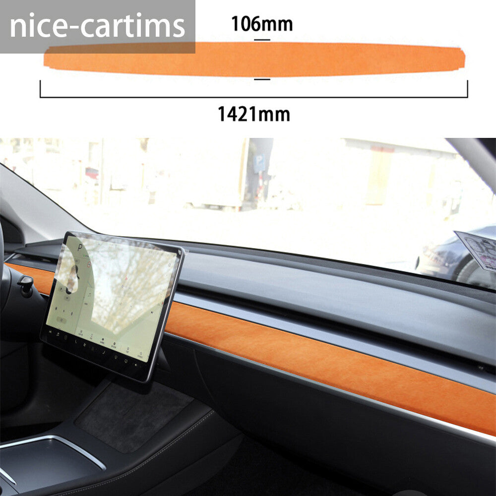 Soft Suede Orange Central Control Dashboard Panel Trim for Tesla Model 3 Y 2020+