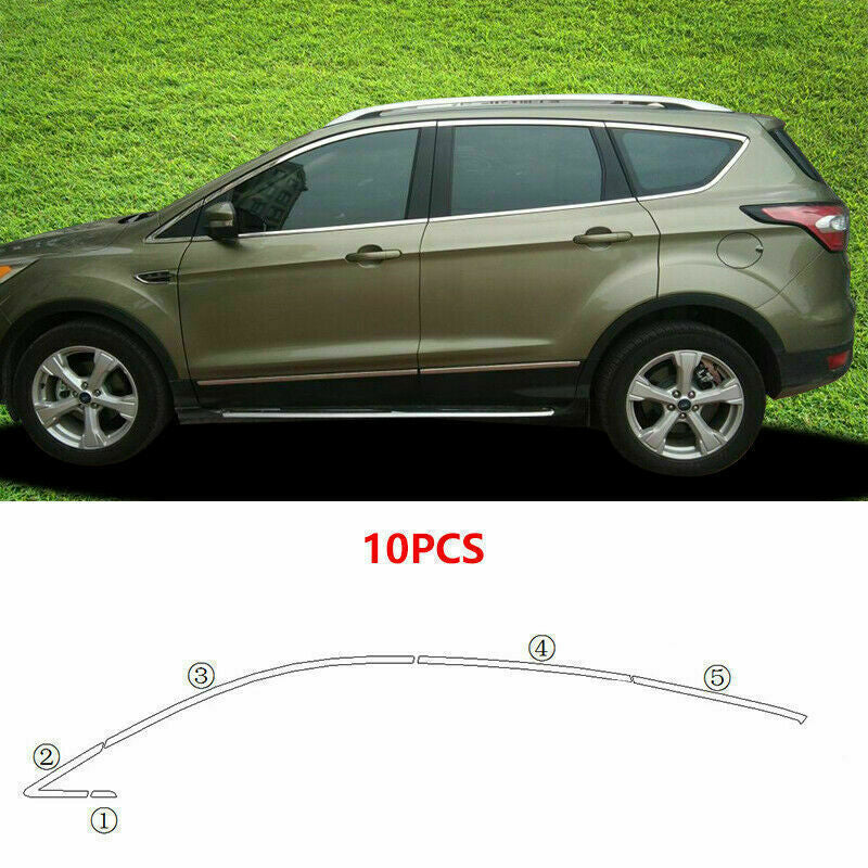 for Ford Escape Kuga 2013-2019 Chrome steel Window Sill Trim Molding Strip 10Pcs