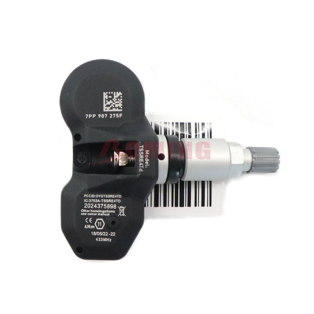 The new tire pressure sensor TPMS 7PP907275F is suitable for Audi for A6 , for A8 , Q7, R8, for Porsche , and for Volkswagen vehicles with a 433MHz clock speed.