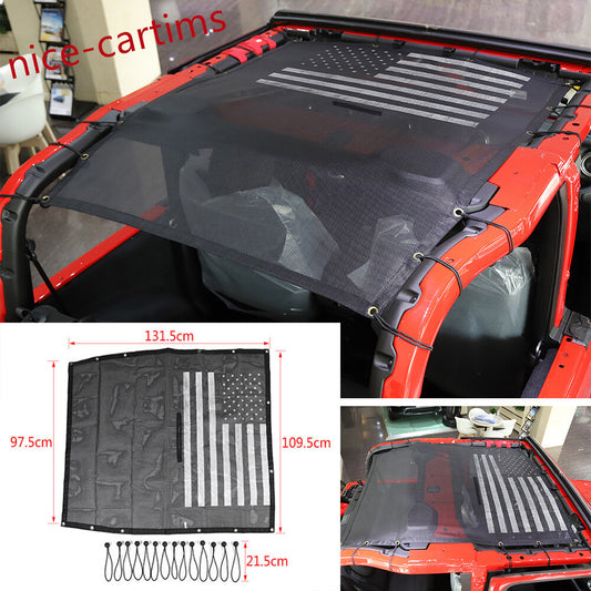 Sunshade Mesh Soft Top Cover UV Protection for Jeep for Wrangler JL 2Door 2018+ Flag
