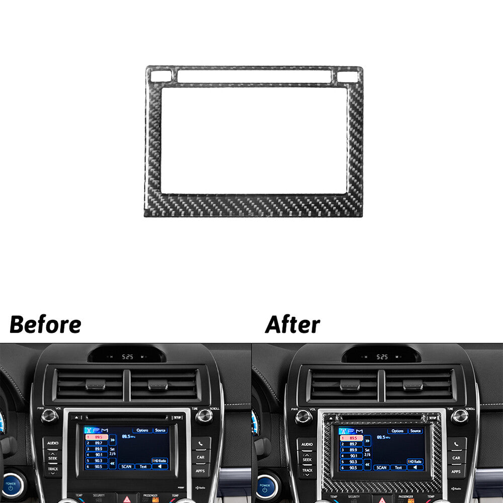 Carbon Fiber Console GPS Navigation Panel Trim Cover for Toyota for Camry 2012-14 A