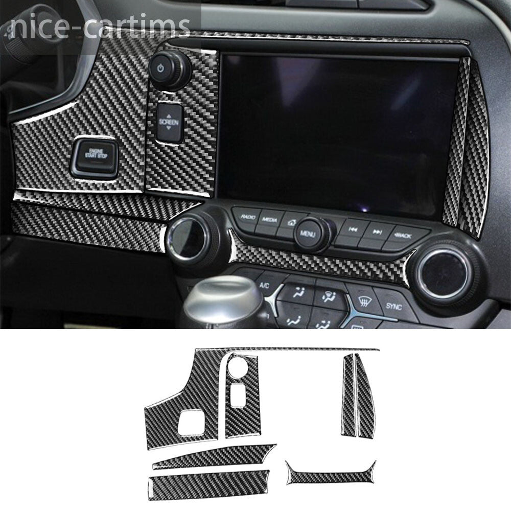 7¡ÁCarbon Fiber Central Control GPS Navigation Panel Trim for Corvette C7 2014-19