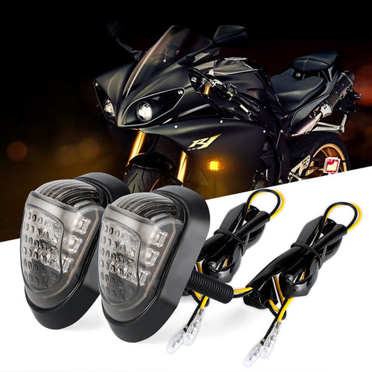 Flush Mount 9-LED Amber Turn Signals Indicator Lamps Light Motorcycle Universal