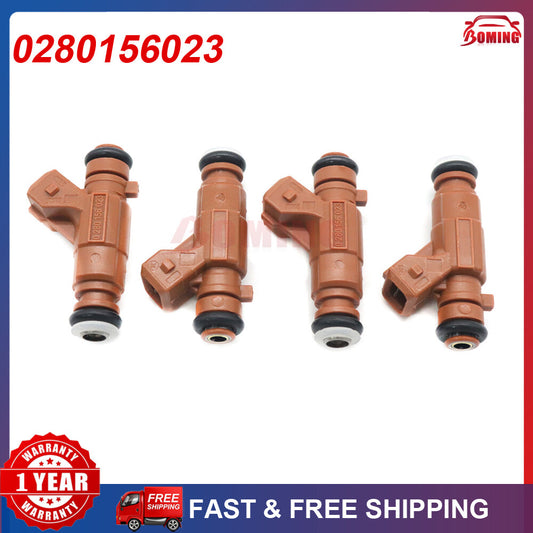 4-pack of new 0280156023 fuel injectors suitable for Saab 9-3 2.0L and for Saab 9-3 2.3L.