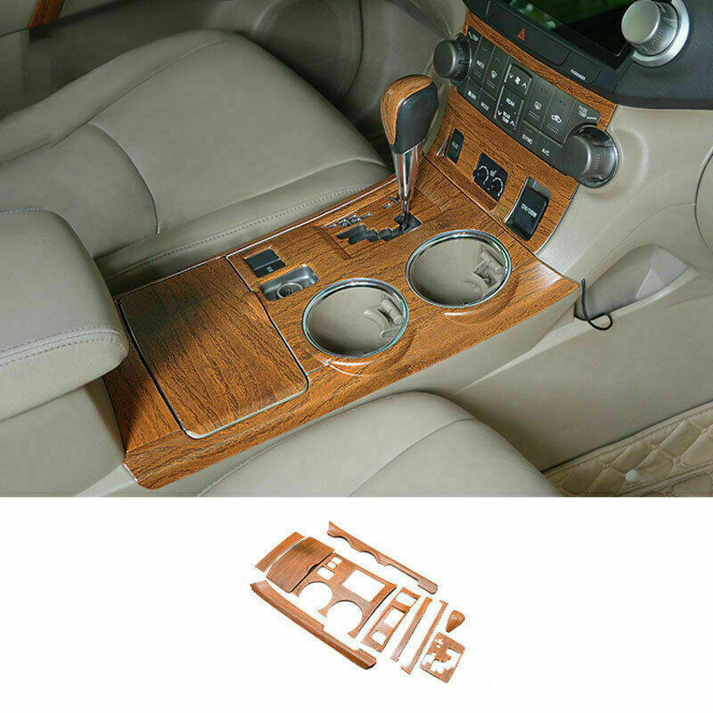 for Toyota Highlander 2008-2013 Wood Grain Gear Shift Box Panel Frame Cover Trim