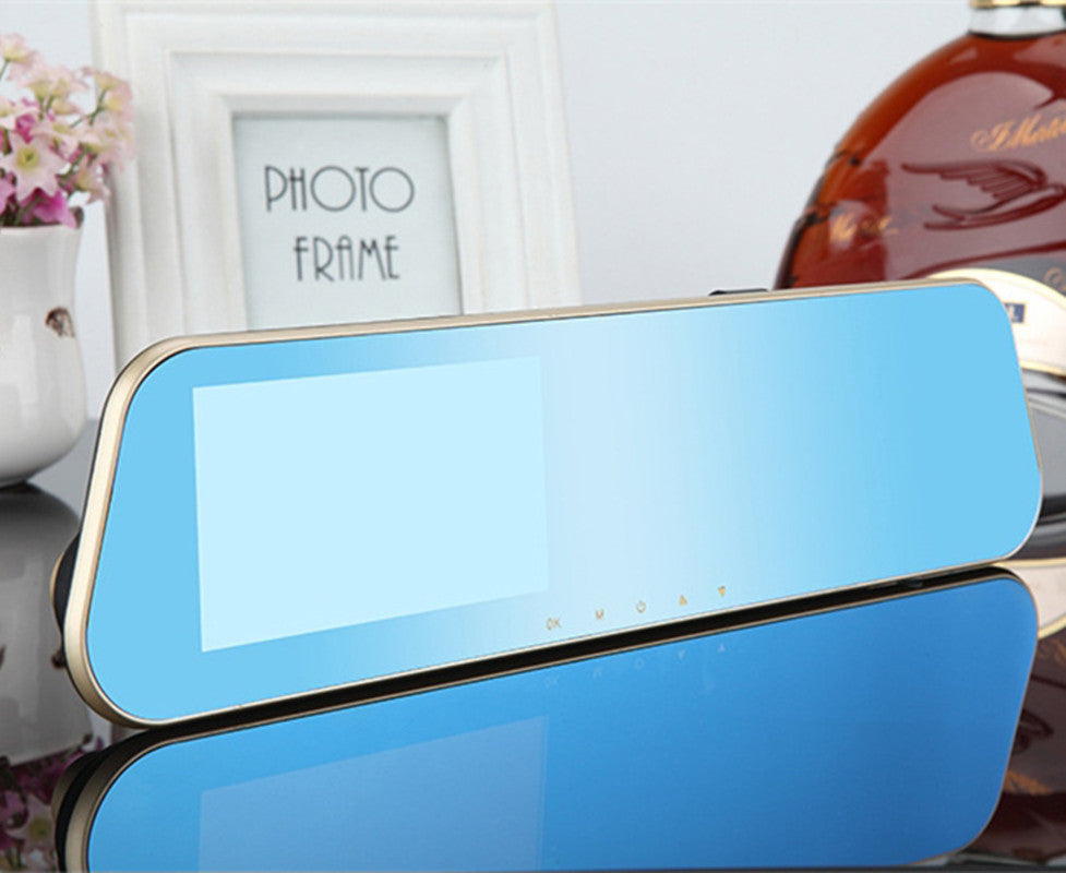 Car 1080P Dual Lens Mirror Rearview Reverse Backup 4.3 Video Recorder Night