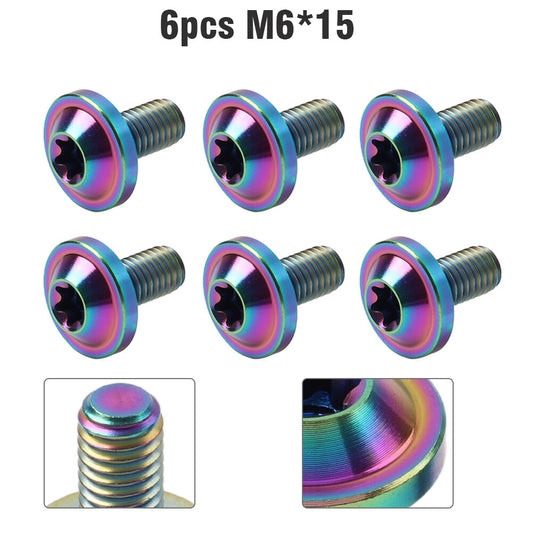 6pcs Alloy Bolts Truss Torx Head Screws M6x15mm For Motorcycle Rainbow