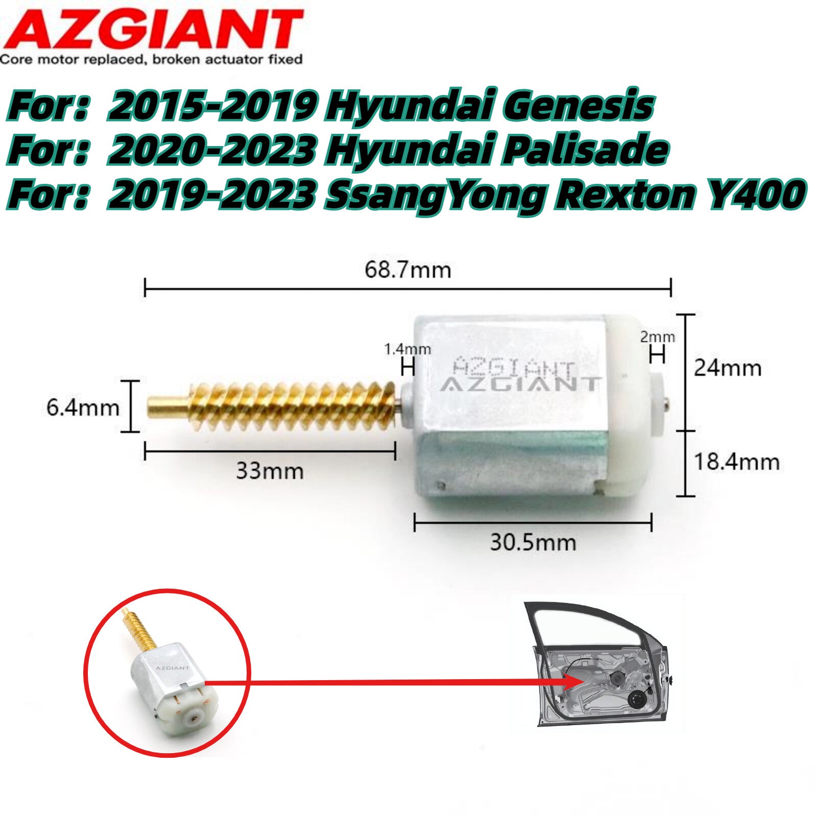Automotive door lock motors suitable for 2020-2023 for Hyundai Palisade and 2015-2019 for Hyundai for Genesis .