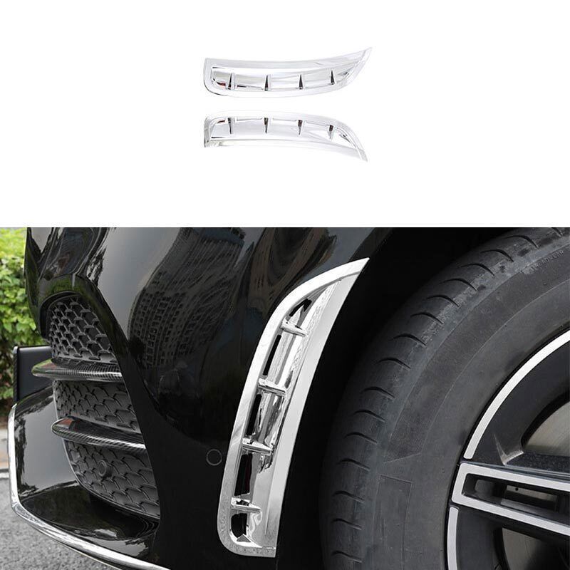 for Benz GLE 2020-23 ABS Chrome Front Bumper Lip Spoiler Fins Canards Cover Trim