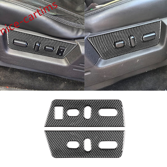 2¡ÁCarbon Fiber for Seat Adjustment Switch Button Panel Cover for Ford F150 2009-2014