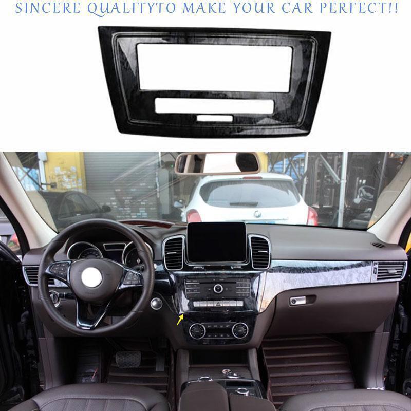 for Benz 16-19 GLE GLS Black Wood Grain Console CD Switch Control Panel Trim 1P