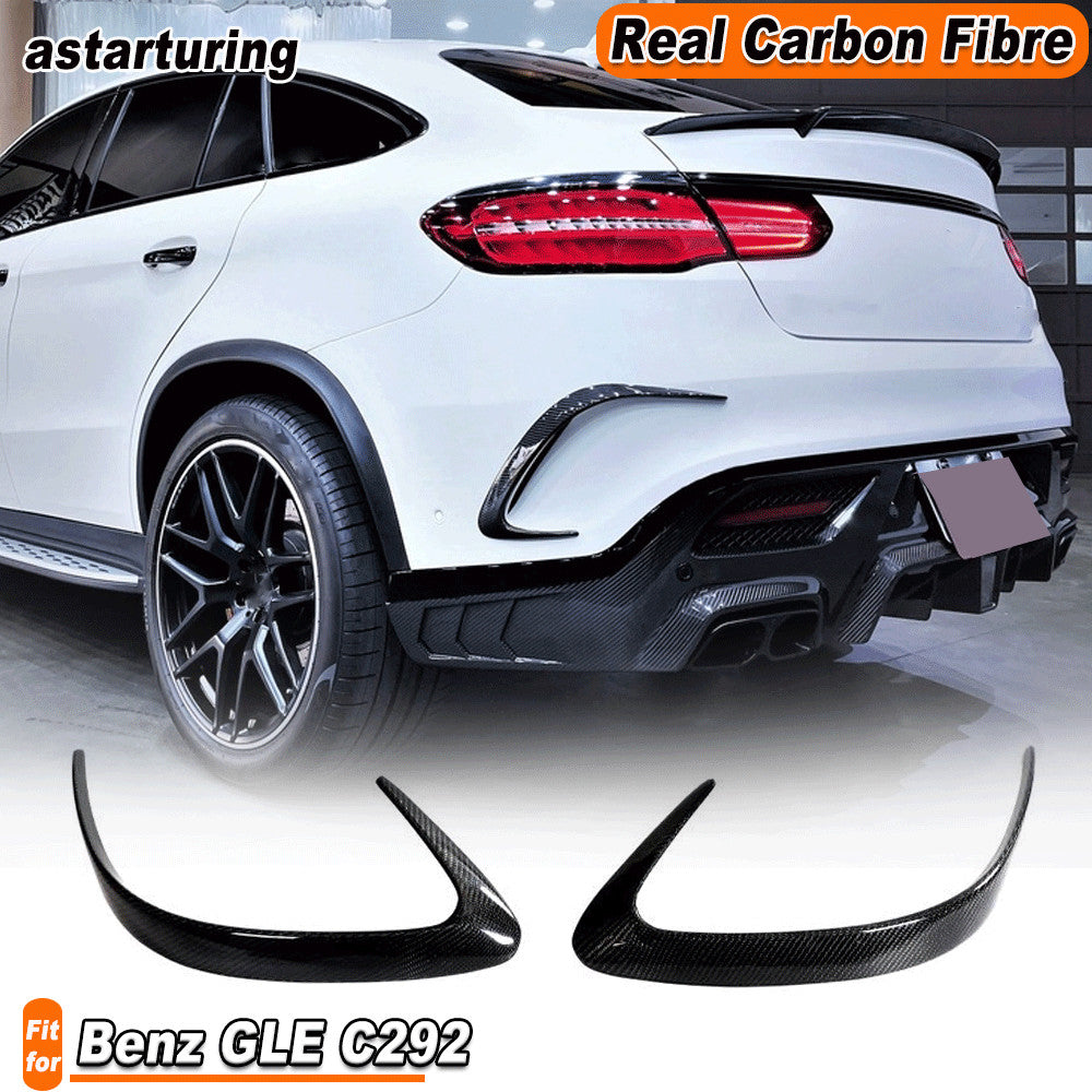for Benz C292 GLE450 GLE63 Coupe 16-19 Real Carbon Rear Bumper Canards Fins