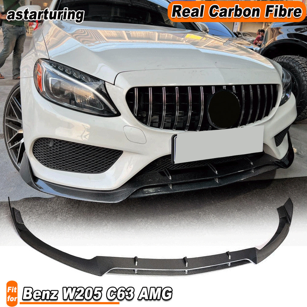 Fit for Benz W205 C63 Sedan 15-21 REAL Carbon Front Bumper Chin Lip Spoiler