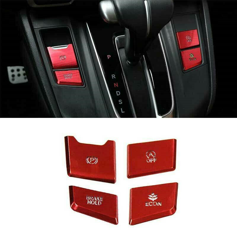 Aluminum Red 4X Switch Button Sticker Trim for Honda CR-V CRV 2017-2022