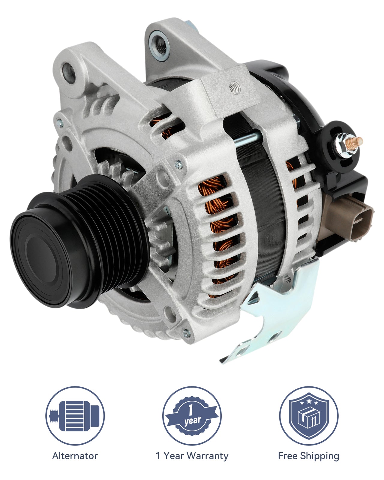 104210-4880 Silver Alternator Fit for 2009-2010 for Pontiac Vibe 2362cc L4 2.4L