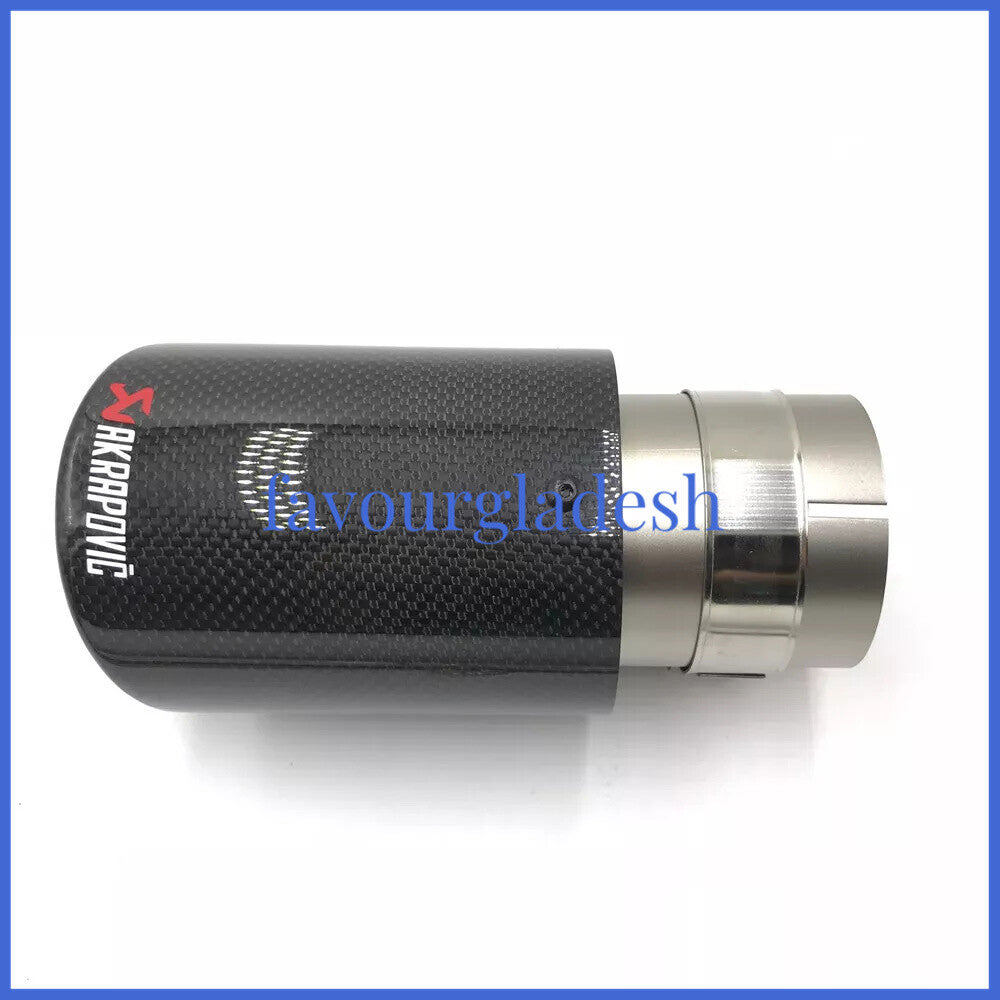 Universal AKRAPOVIC Exhaust Tip Muffler Pipe Carbon Fiber 63mm inlet 89mm outlet