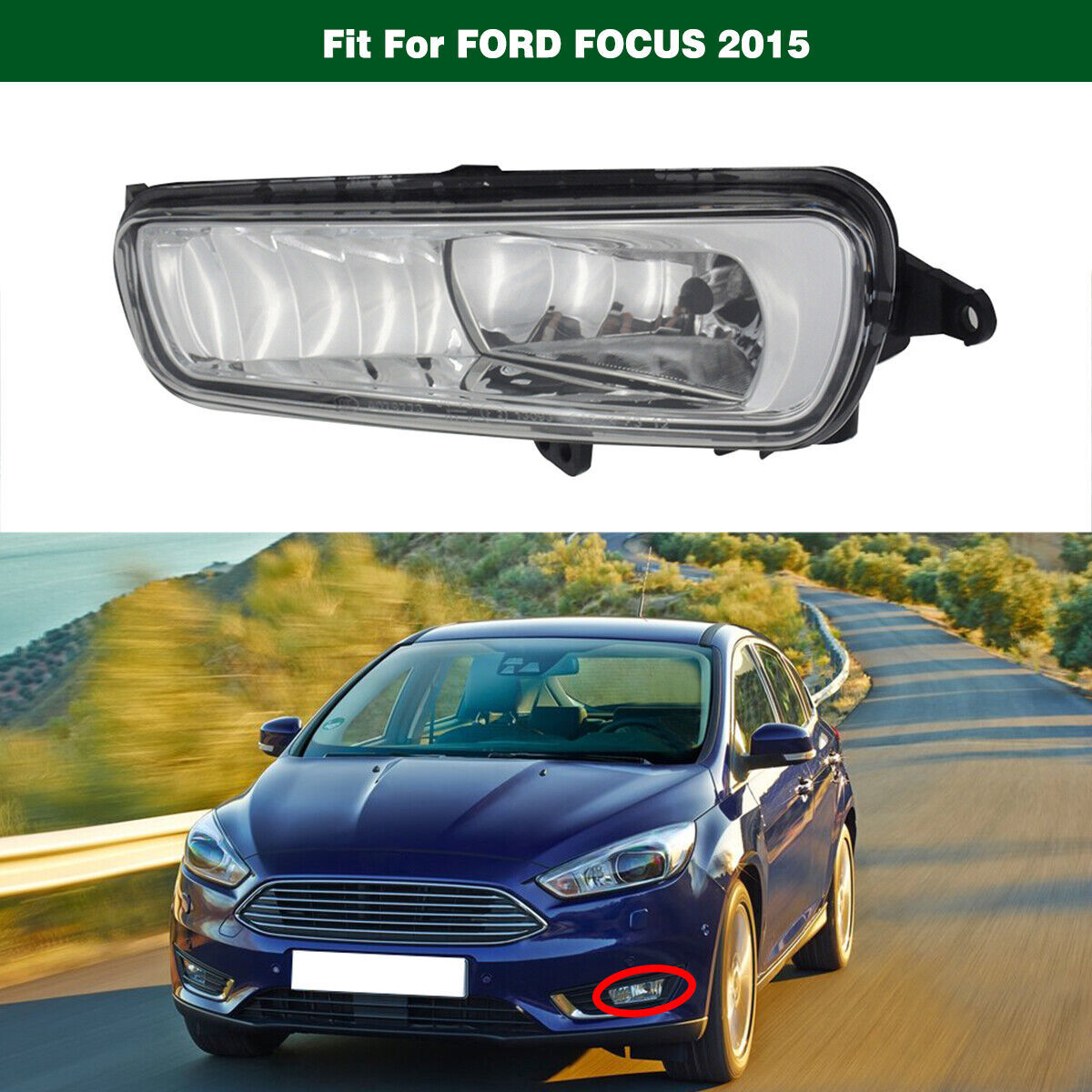 1Pcs Front Bumper Driving Fog Light Lamp Left Side Fit for Ford Focus 2015 2016