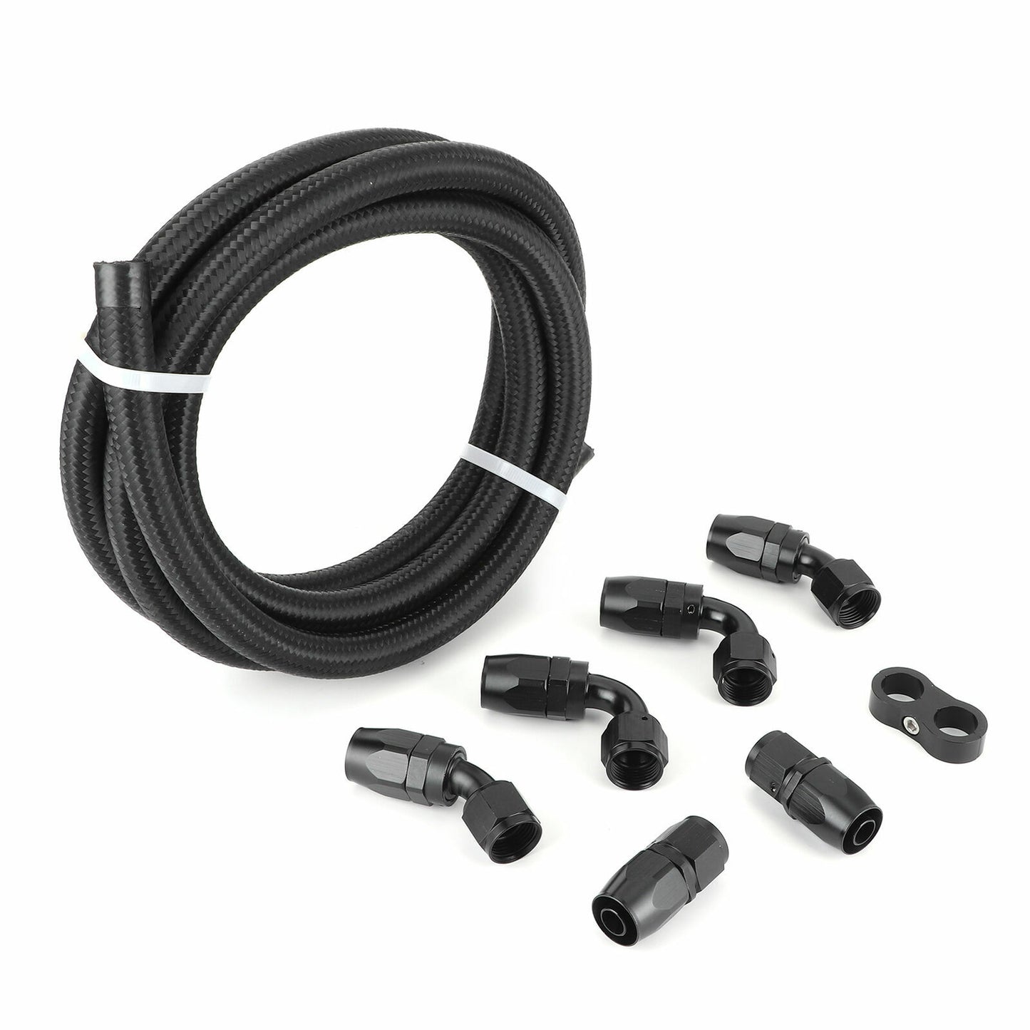 AN8-8AN Hose End Fitting Aluminum Strap Nylon Braided Oil Fuel Hose Line 9.8 ft