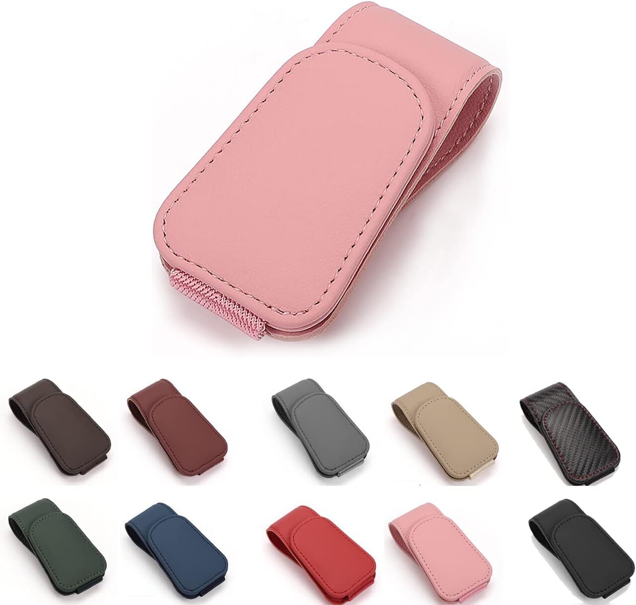 Universal Sunglass Holder for Car Visor Solid Sunglasses Clip Magnetic Leather